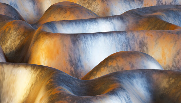 Abstract gold and silver waves with metallic texture