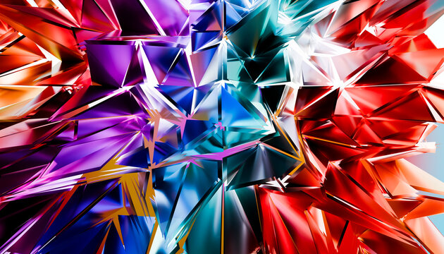 Bright abstract crystal prism background with colorful facets