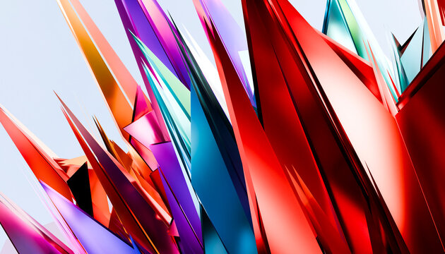 Bright abstract composition with colorful geometric shards
