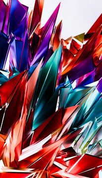 Bright abstract geometric crystal shard composition