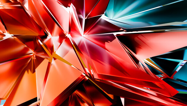 Bright abstract geometric shards in red and blue