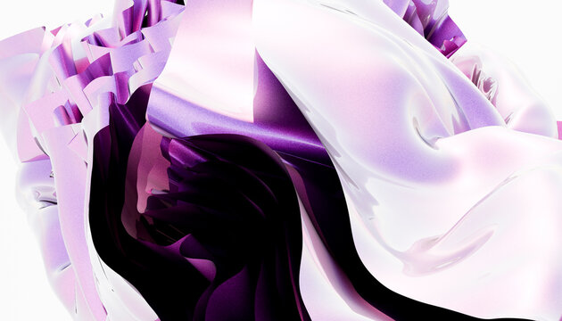 Abstract pink fabric folds with glossy purple texture