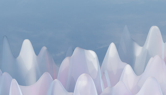Abstract geometric curves in soft blue 3D render