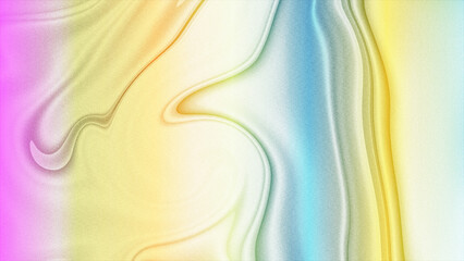 Naklejka premium Smooth flowing liquid wave pattern with soft rainbow gradient colors on granular textured background.