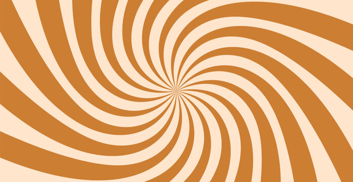 Abstract Caramel Candy Swirl Sunburst Pattern Background. Vector Illustration