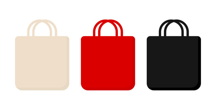 Tote Bag Icon Set Isolated on Transparent Background. Shopping and Fashion Symbol. Vector Illustration