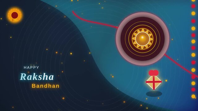 happy raksha bandhan motion graphic animation features abstract rakhi and festive elements.