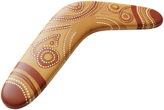 Authentic Wooden Boomerang Decorated with Traditional Aboriginal Dot Art