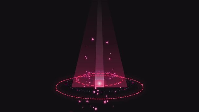 Abstract glowing pink energy cone pulsing with particles in dark futuristic setting