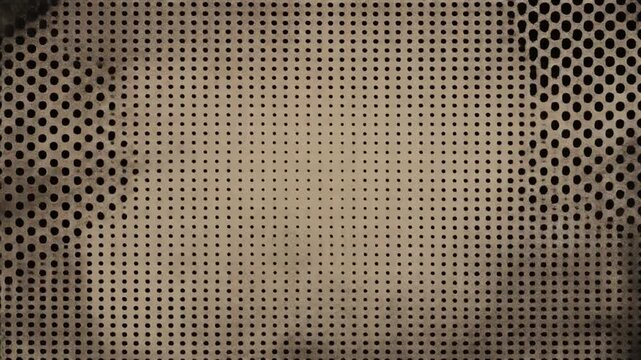 Textured metallic grid pattern with subtle light flares and dust motes during a slow camera push-in
