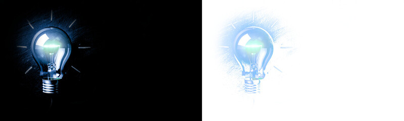 Glowing light bulb representing inspiration, bright idea, and creative solution PNG cutout isolated on transparent background for design. © Kyrylo