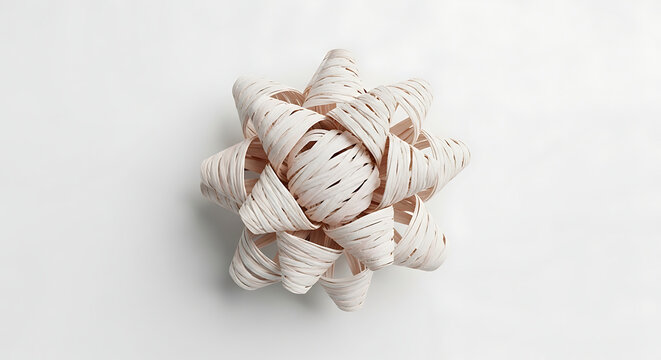 Decorative pale pink gift ribbon bow isolated on a plain surface