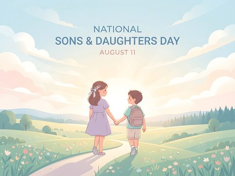 National sons and daughters day with children holding hands