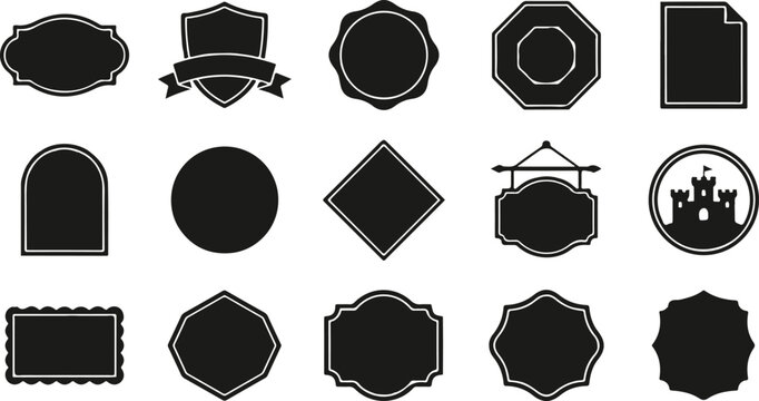 Set of various black vintage labels and decorative frames for product packaging and branding design elements