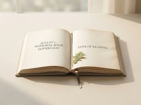 Open book for national book lovers day with leaf