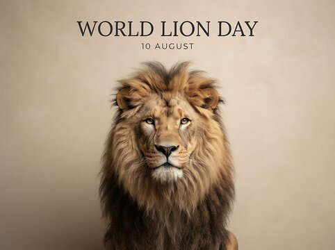 World lion day poster with a majestic lion portrait