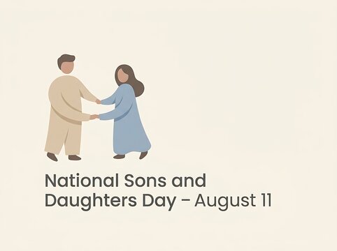 National sons and daughters day illustration with children