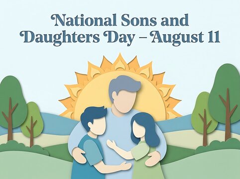 National sons and daughters day illustration with family