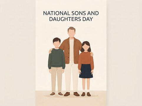 Father with his son and daughter for national childrens day