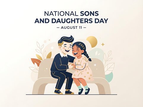 National sons and daughters day illustration with happy kids