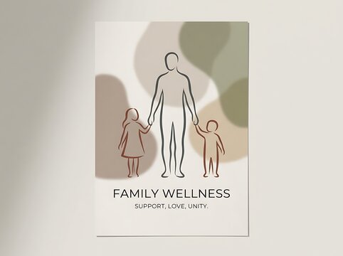 Family wellness concept with father holding children hands