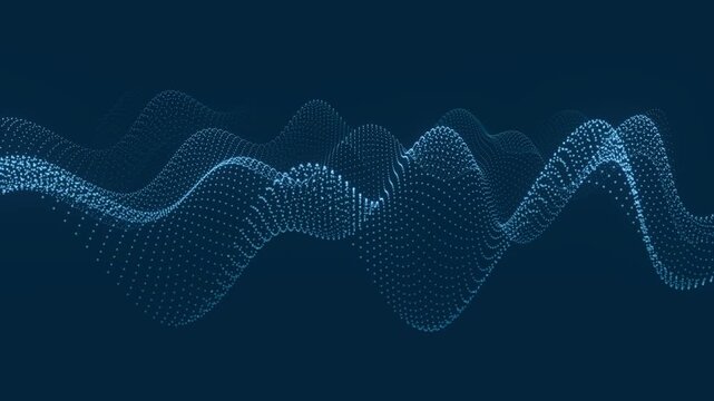 Abstract music wave technology background. Blue wave on dark background. Music background with geometric line pattern. Futuristic technology style.