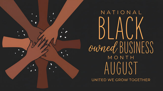 National Black Owned Business Month Unity Vector Banner