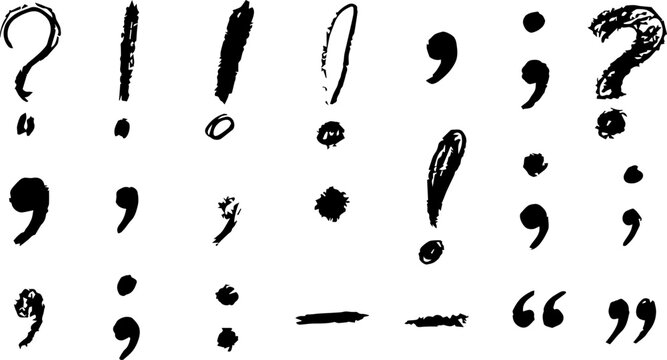 Collection of distressed punctuation marks for expressive graphic projects