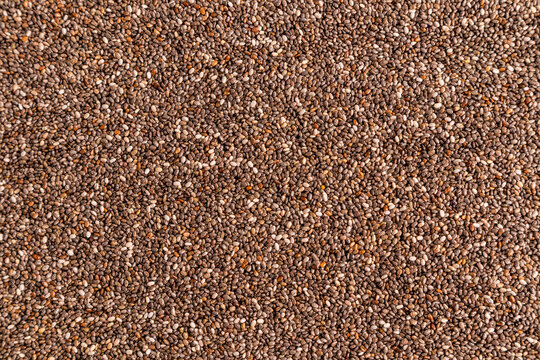 Top view chia seed background with natural organic texture
