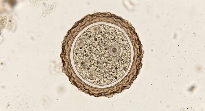 Microscopic View of Ascaris Lumbricoides Parasitic Worm Egg