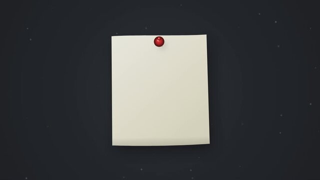Floating sticky note with red pushpin. Blank paper memo for business reminders and tasks.