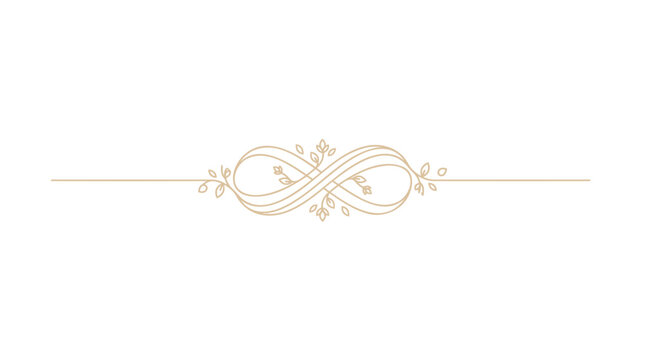 Elegant Golden Decorative Divider with Flourish and Leaf Elements for Wedding Invitations and Certificates