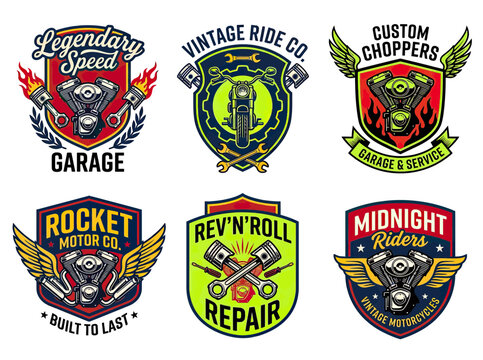 Vintage Motorcycle Garage Emblem Collection
