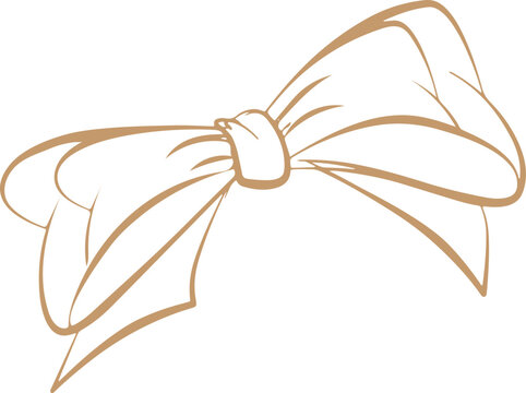 A simple hand drawn doodle sketch of a decorative ribbon bow for gift wrapping and celebration