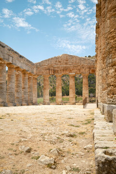 Ancient temple ruins at Segesta archaeological park, Sicily
