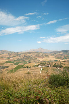 Panoramic countryside view near Segesta, Sicily, Italy