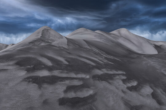 Saujil Dunes desert landscape beneath dramatic sky, Argentina