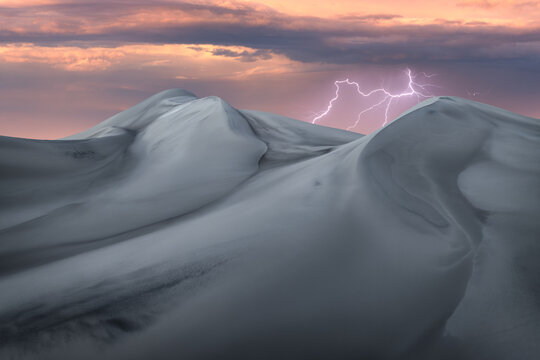 Lightning over Saujil Dunes in Catamarca, Argentina