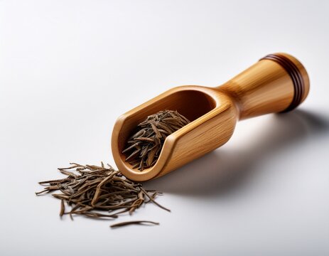 exquisite bamboo tea scoop a traditional tool for preparing and serving tea with elegance and authenticity white backdrop