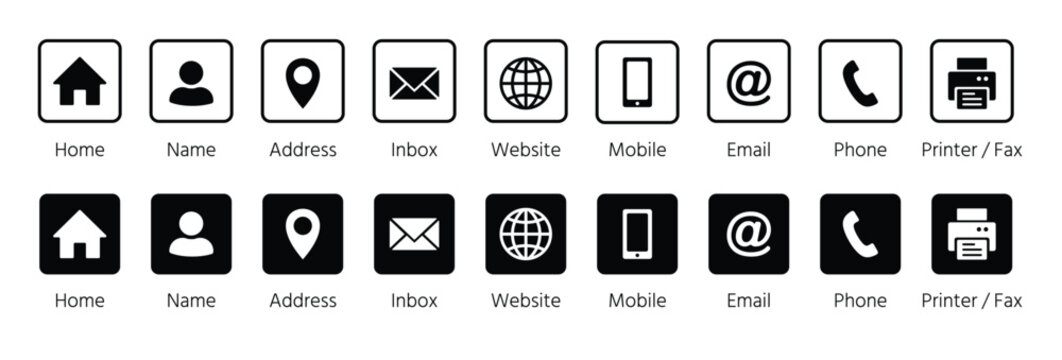 Website contact and navigation icons set with navigation location internet