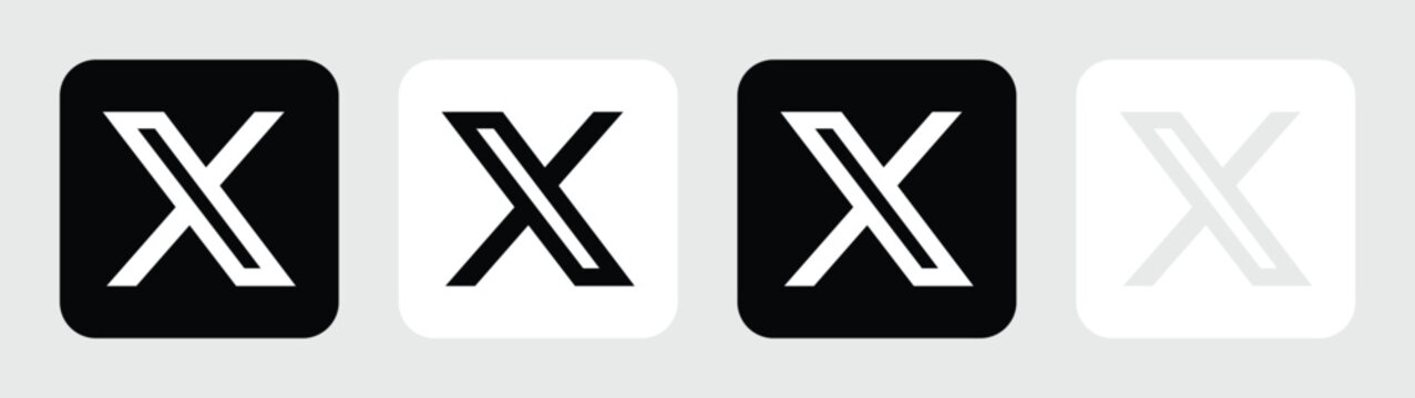 Variation set of x social media app icons with branding platform variation