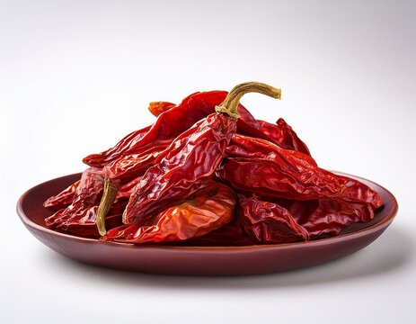 dried red ghost pepper on a white background
