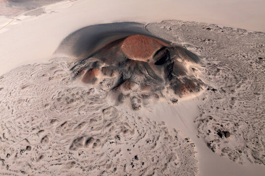 Aerial view of volcanic crater in Puna, Argentina