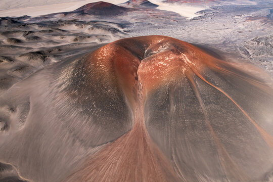 Aerial view of volcanic cone in Puna, Argentina