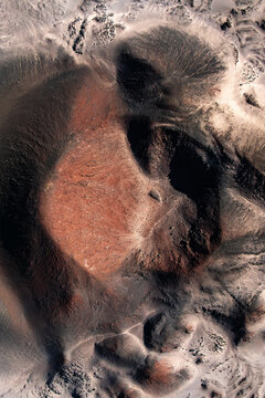 Aerial view of volcanic terrain in Puna, Argentina