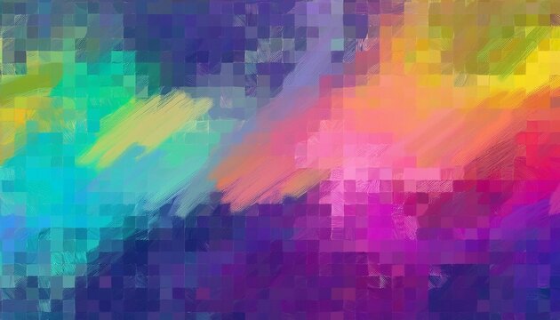 colorful abstract pixel mosaic background with neon gradient squares and artistic brush texture futuristic digital pattern for creative graphic design