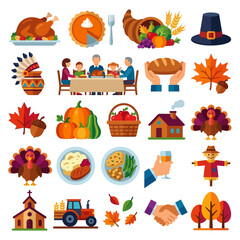 Fototapeta premium thanksgiving icons and autumn symbols depict fall season harvest holiday traditions ideal for festive family dinner designs