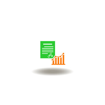 Vector illustration of contract document and chart growth. Symbol of buy to let.