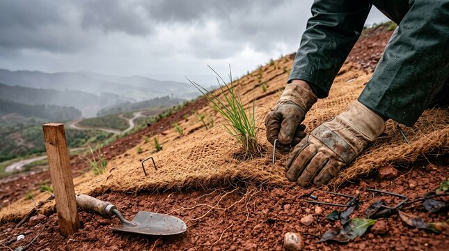 Erosion control supports new native growth on mine slopes