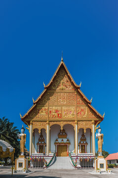 Wat that Luan temple facade in Vientiane, Laos